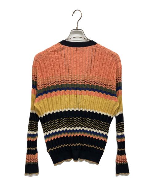 TOMORROW LAND tricot（トゥモローランド トリコ）TOMORROW LAND tricot (トゥモローランド トリコ) マルチボーダーニット Vネックカーディガン オレンジ サイズ:Mの古着・服飾アイテム