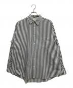 MARKAWAREマーカウェア）の古着「COMFORT FIT SHIRT ORGANIC COTTON STRIPE」｜グレー×ホワイト