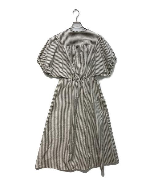 leur logette（ルールロジェット）leur logette (ルールロジェット) ストライプシルクコットンドレス オフホワイト×ブラック サイズ:1の古着・服飾アイテム