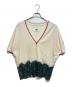 MM6 Maison Margiela（エムエムシックスメゾンマルジェラ）の古着「レースドッキングVネックカットソー」｜アイボリー×グリーン