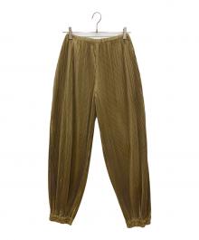 ENFOLD（エンフォルド）の古着「Shiny Taffeta プリーツ パンツ」｜カーキ