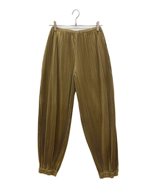 ENFOLD（エンフォルド）ENFOLD (エンフォルド) Shiny Taffeta プリーツ パンツ カーキ サイズ:38の古着・服飾アイテム