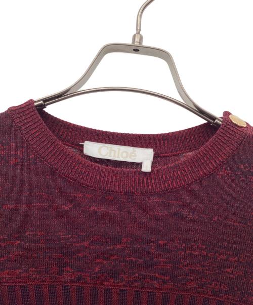 Chloe（クロエ）Chloe (クロエ) ニットワンピース レッド×ネイビー サイズ:Mの古着・服飾アイテム