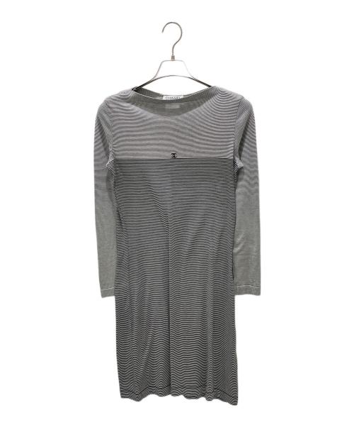 CHANEL（シャネル）CHANEL (シャネル) 97C/P08 ボーダーワンピース ホワイト×ブラック サイズ:40の古着・服飾アイテム