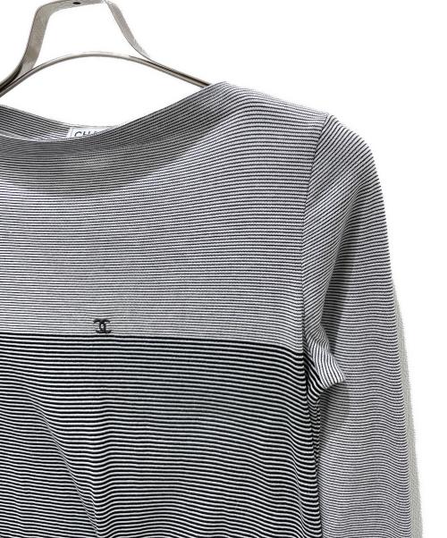 CHANEL（シャネル）CHANEL (シャネル) 97C/P08 ボーダーワンピース ホワイト×ブラック サイズ:40の古着・服飾アイテム