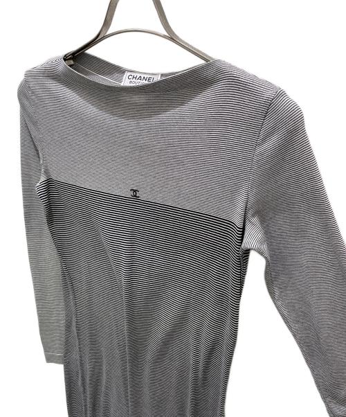 CHANEL（シャネル）CHANEL (シャネル) 97C/P08 ボーダーワンピース ホワイト×ブラック サイズ:40の古着・服飾アイテム