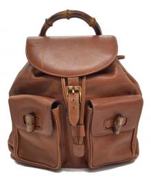 GUCCI（グッチ）の古着「バンブーハンドルレザーリュック」｜ブラウン