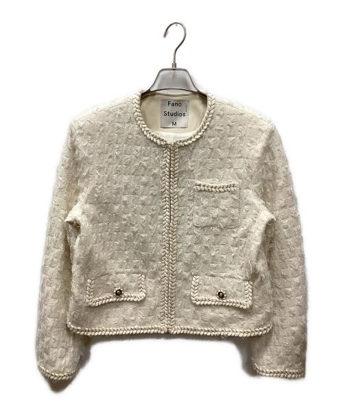 Fano Studios（ファノ ストゥディオズ）Fano Studios (ファノ ストゥディオズ) ジャガードパイピングノーカラージャケット アイボリー サイズ:Mの古着・服飾アイテム