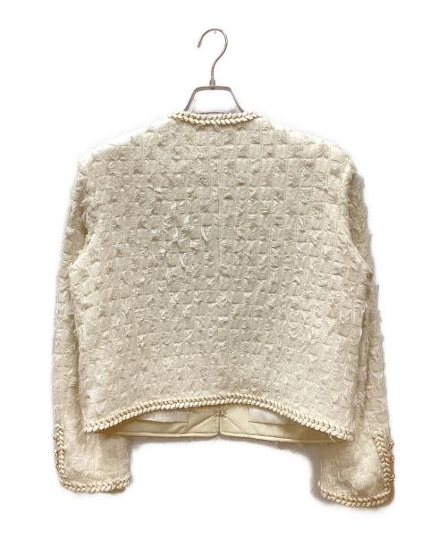 Fano Studios（ファノ ストゥディオズ）Fano Studios (ファノ ストゥディオズ) ジャガードパイピングノーカラージャケット アイボリー サイズ:Mの古着・服飾アイテム