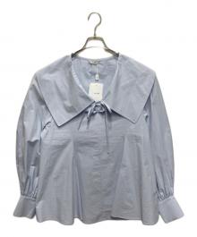 CLANE（クラネ）の古着「BIG COLLAR DRAWSTRING BLOUSE」｜ライトブルー