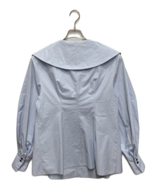 CLANE（クラネ）CLANE (クラネ) BIG COLLAR DRAWSTRING BLOUSE ライトブルー サイズ:1 未使用品の古着・服飾アイテム
