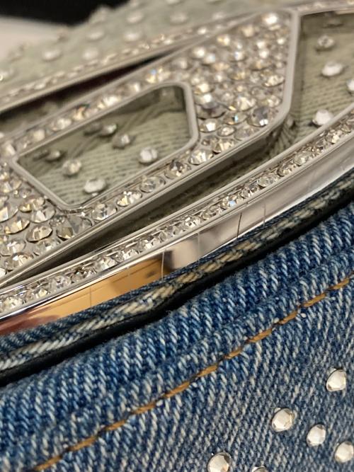 DIESEL（ディーゼル）DIESEL (ディーゼル) 1DR XS デニムビジューショルダーバッグ ブルー サイズ:表記なしの古着・服飾アイテム