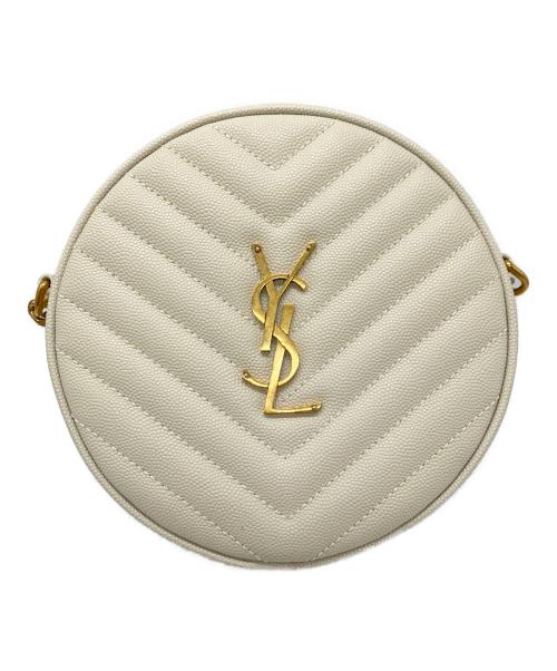 Saint Laurent Paris（サンローランパリ）Saint Laurent Paris (サンローランパリ) シェブロン ヴィニルショルダーバッグ オフホワイトの古着・服飾アイテム