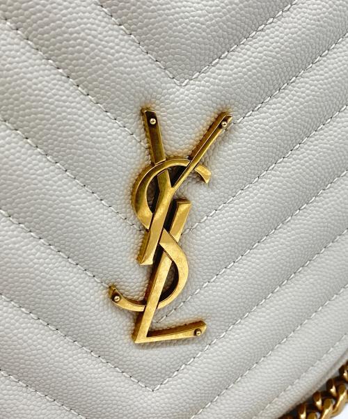 Saint Laurent Paris（サンローランパリ）Saint Laurent Paris (サンローランパリ) シェブロン ヴィニルショルダーバッグ オフホワイトの古着・服飾アイテム