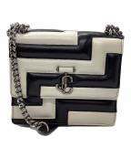 JIMMY CHOOジミーチュウ）の古着「アベニュークワッドバイカラーチェーンショルダーバッグ」｜ブラック×ホワイト