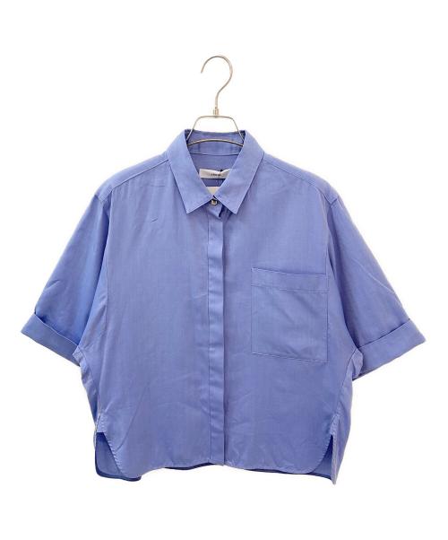 ebure（エブール）ebure (エブール) コットンヘリンボーン 半袖シャツ ブルー サイズ:38の古着・服飾アイテム