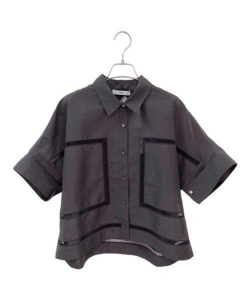 ebure（エブール）ebure (エブール) フラッフィーオーガンジー シャツ ダークブラウン サイズ:38の古着・服飾アイテム