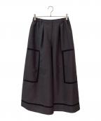 ebureエブール）の古着「フラッフィーオーガンジー ワイドパンツ」｜ダークブラウン