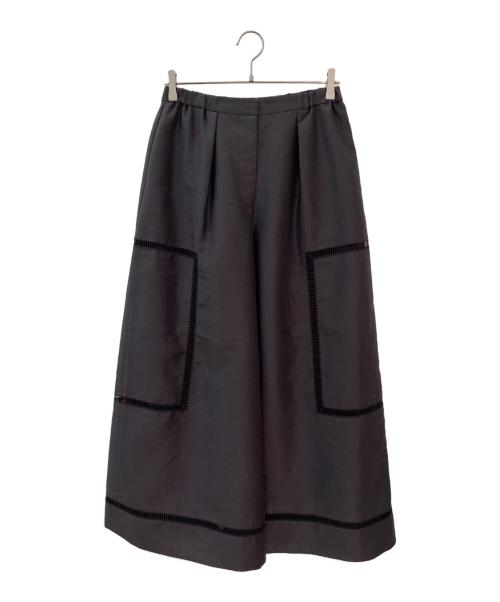 ebure（エブール）ebure (エブール) フラッフィーオーガンジー ワイドパンツ ダークブラウン サイズ:38の古着・服飾アイテム
