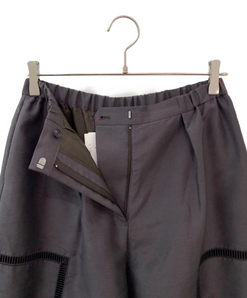 ebure（エブール）ebure (エブール) フラッフィーオーガンジー ワイドパンツ ダークブラウン サイズ:38の古着・服飾アイテム