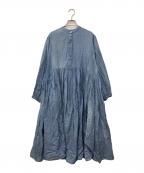 BEARDSLEYビアズリー）の古着「シフォンデニムギャザーワンピース」｜ブルー