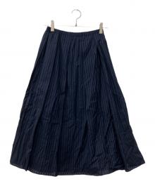 theory（セオリー）の古着「Linear Cotton Irregular Pleat Skirt」｜ネイビー