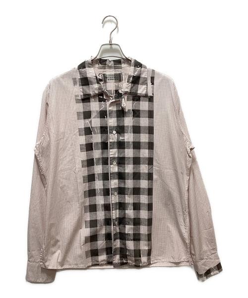Martin Margiela 10（マルタン・マルジェラ 10）Martin Margiela 10 (マルタン・マルジェラ 10) チェック スタンプペイント シャツ ピンク サイズ:5の古着・服飾アイテム