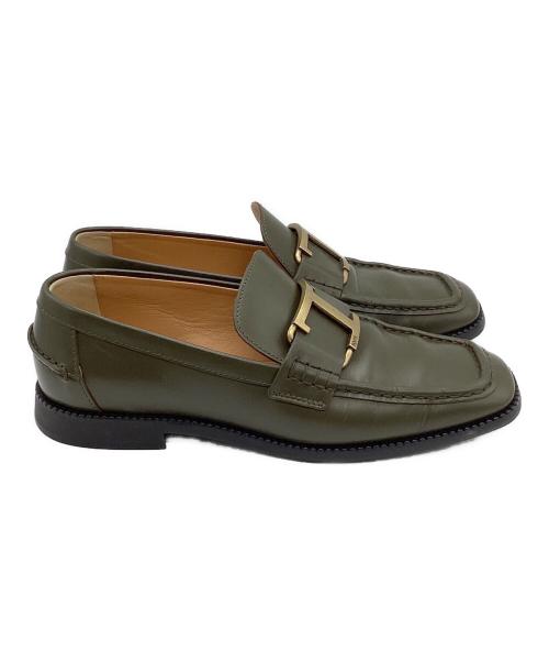 TOD'S（トッズ）TOD'S (トッズ) Tタイムレス レザーローファー オリーブ サイズ:37の古着・服飾アイテム