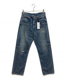 CLOTH&CROSS（クロスアンドクロス）の古着「ボーイフレンドクラッシュデニムパンツ」｜ブルー