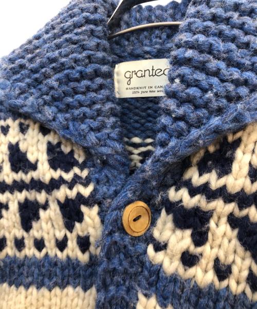 granted（グランテッド）granted (グランテッド) カウチンニットカーディガン ブルー サイズ:Sの古着・服飾アイテム