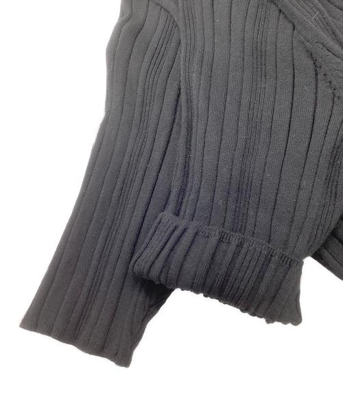 MIESROHE（ミースロエ）MIESROHE (ミースロエ) ランダムリブニットポロカーディガン ブラック サイズ:Freeの古着・服飾アイテム