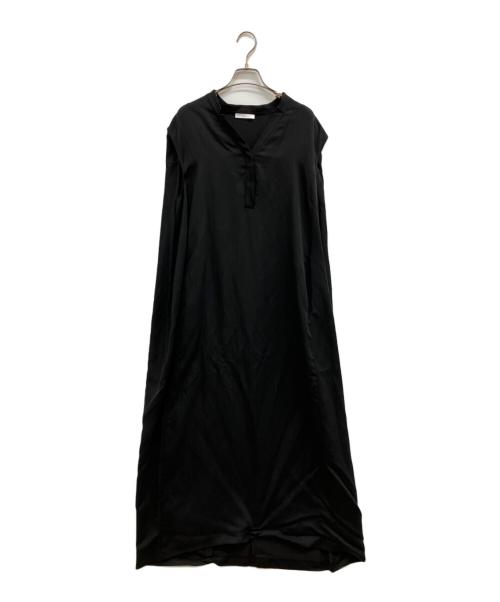 ebure（エブール）EBURE (エブール) リネンサテン ノースリーブワンピース ブラック サイズ:38の古着・服飾アイテム