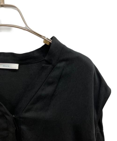 ebure（エブール）EBURE (エブール) リネンサテン ノースリーブワンピース ブラック サイズ:38の古着・服飾アイテム
