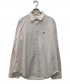 maison kitsuneメゾンキツネ）の古着「JP EXCLUSIVE フォックスヘッド エンブロイダリー ストライプ シャツ」｜ピンク