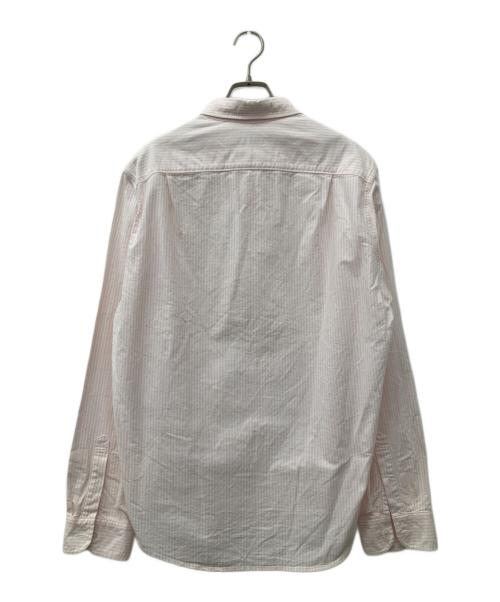 maison kitsune（メゾンキツネ）maison kitsune (メゾンキツネ) JP EXCLUSIVE フォックスヘッド エンブロイダリー ストライプ シャツ ピンク サイズ:Lの古着・服飾アイテム