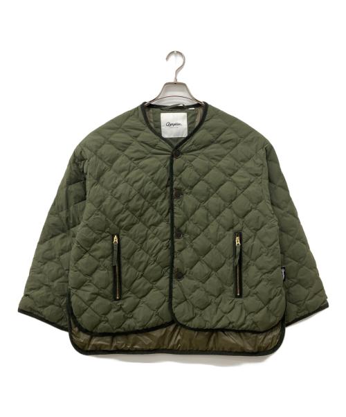 Gymphlex（ジムフレックス）Gymphlex (ジムフレックス) QUILT DOWN COLLARLESS JACKET オリーブ サイズ:14の古着・服飾アイテム