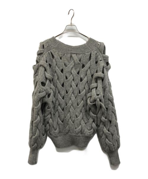 styling/（スタイリング）styling/ (スタイリング) クロスケーブルニットカーディガン グレー サイズ:Freeの古着・服飾アイテム