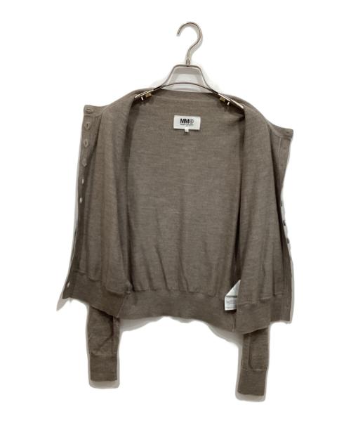 MM6 Maison Margiela（エムエムシックスメゾンマルジェラ）MM6 Maison Margiela (エムエムシックスメゾンマルジェラ) レース切替カーディガン ブラウン×ブルー サイズ:Mの古着・服飾アイテム