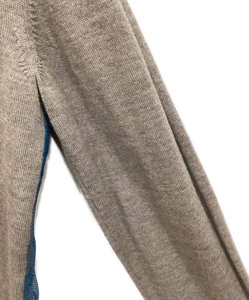 MM6 Maison Margiela（エムエムシックスメゾンマルジェラ）MM6 Maison Margiela (エムエムシックスメゾンマルジェラ) レース切替カーディガン ブラウン×ブルー サイズ:Mの古着・服飾アイテム
