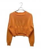 MARNIマルニ）の古着「クルーネックダメージニット」｜オレンジ