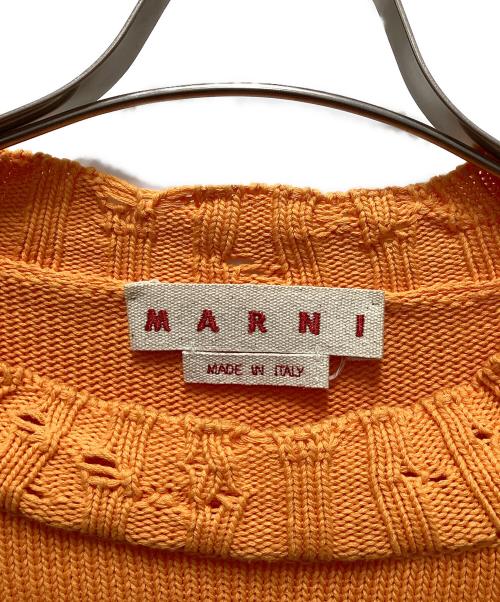MARNI（マルニ）MARNI (マルニ) クルーネックダメージニット オレンジ サイズ:38の古着・服飾アイテム