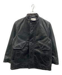 MAISON SPECIAL（メゾンスペシャル）の古着「Buffalo Crack Leather Dress-Over Short Mods Coat」｜ブラック