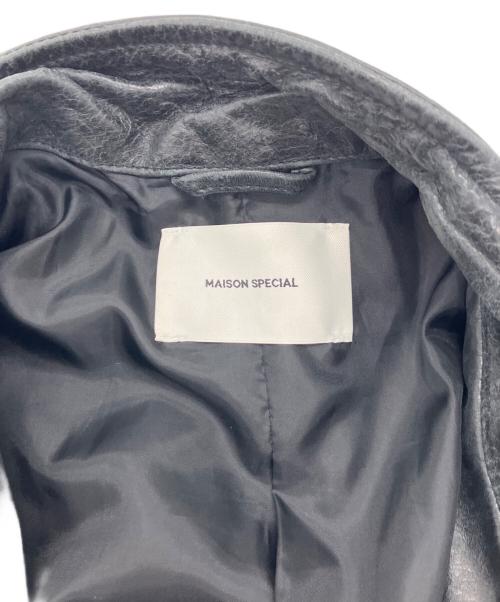 MAISON SPECIAL（メゾンスペシャル）MAISON SPECIAL (メゾンスペシャル) Buffalo Crack Leather Dress-Over Short Mods Coat ブラックの古着・服飾アイテム