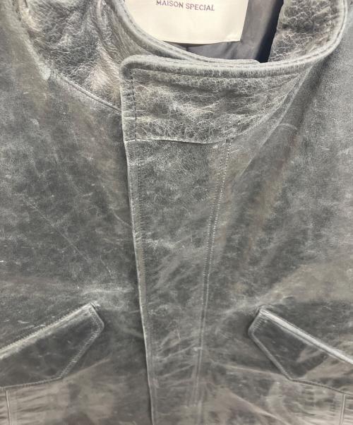 MAISON SPECIAL（メゾンスペシャル）MAISON SPECIAL (メゾンスペシャル) Buffalo Crack Leather Dress-Over Short Mods Coat ブラックの古着・服飾アイテム