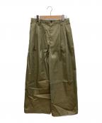MAISON SPECIALメゾンスペシャル）の古着「120/2/2 Suvin Cotton Gabardine Prime-Wide Two Tucks Pants」｜ベージュ