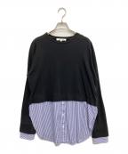 ENFOLDエンフォルド）の古着「SHIRT LAYERED LONG-SLEEVES T-SHIRT/レイヤードロングスリーブTシャツ」｜ブラック