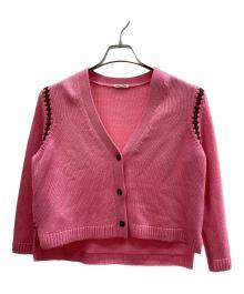 MIU MIU（ミュウミュウ）の古着「カシミヤクロップドカーディガン」｜ピンク