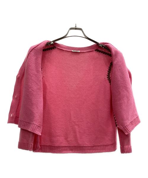 MIU MIU（ミュウミュウ）MIU MIU (ミュウミュウ) カシミヤクロップドカーディガン ピンク サイズ:40の古着・服飾アイテム