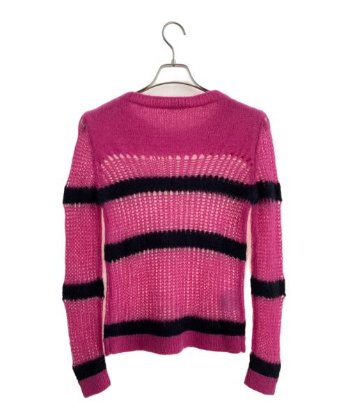 MIU MIU（ミュウミュウ）MIU MIU (ミュウミュウ) モヘヤ混ボーダーニット ピンク サイズ:38の古着・服飾アイテム