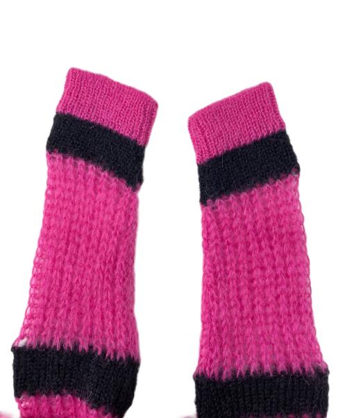 MIU MIU（ミュウミュウ）MIU MIU (ミュウミュウ) モヘヤ混ボーダーニット ピンク サイズ:38の古着・服飾アイテム